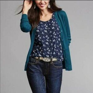 CABI Chirp Top Sleeveless Blouse Blue Sz L #3447 NWOT